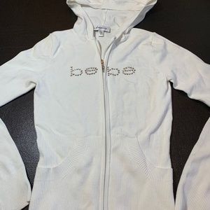 Brand new Bebe White Long Sleeve Sweater Hoodie with Rhinestones (NWOT) - Sz M